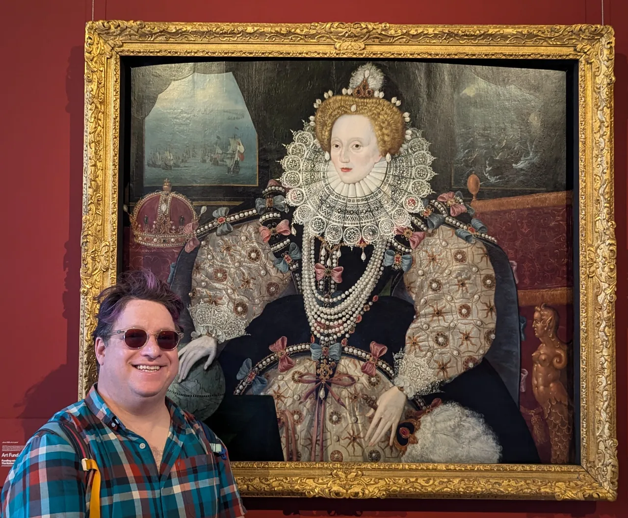 Yes, I’m hot, but that’s Queen Elizabeth there. Fresh off of her victory over the spanish armada (I thought they just sank in a storm? but I’m not much into this “history” stuff) she sat this painting. I mean, those sleeves - looks really warm.