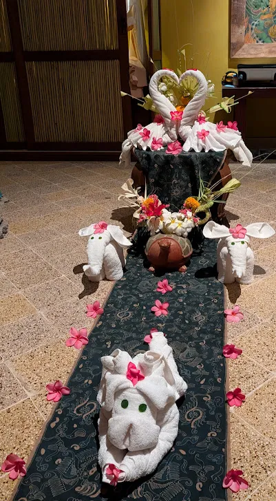 They used the flower arrangements we had made for our class