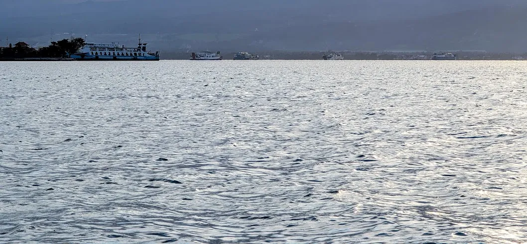 Ferries making the crossing from Java to Bali in a continuous stream.